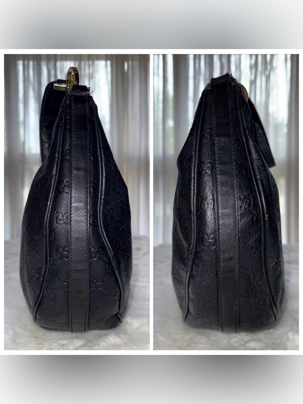 Gucci Black Embossed Leather GG Twins Hobo Bag - Picture 8 of 16